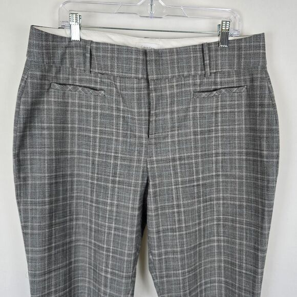 Calvin Klein Dress Slacks Women's 14 Check Pattern Gray Black & White - Picture 2 of 16